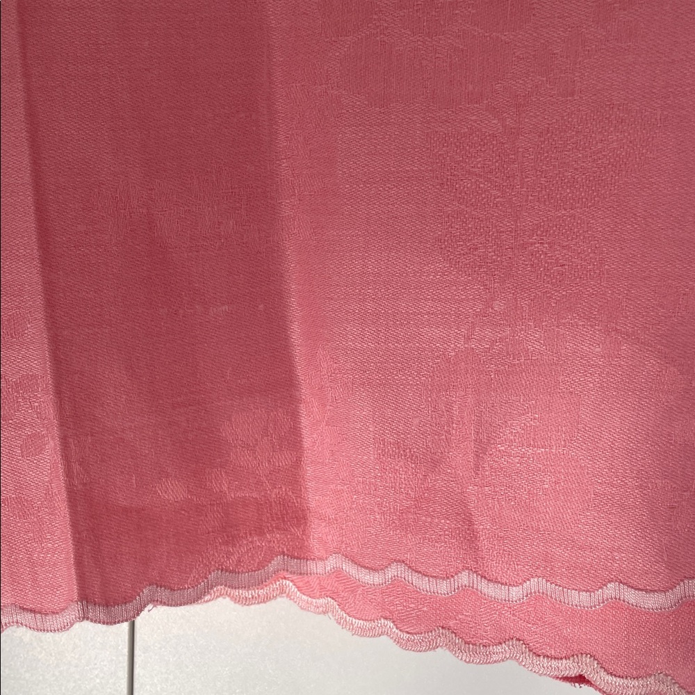Vintage Italian Pure Linen Floral Tablecloth Pink Edge Stitching NWOT